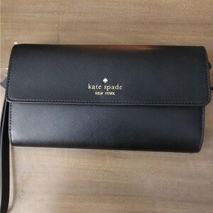 Kate Spade Black Leather Clutch NWT
